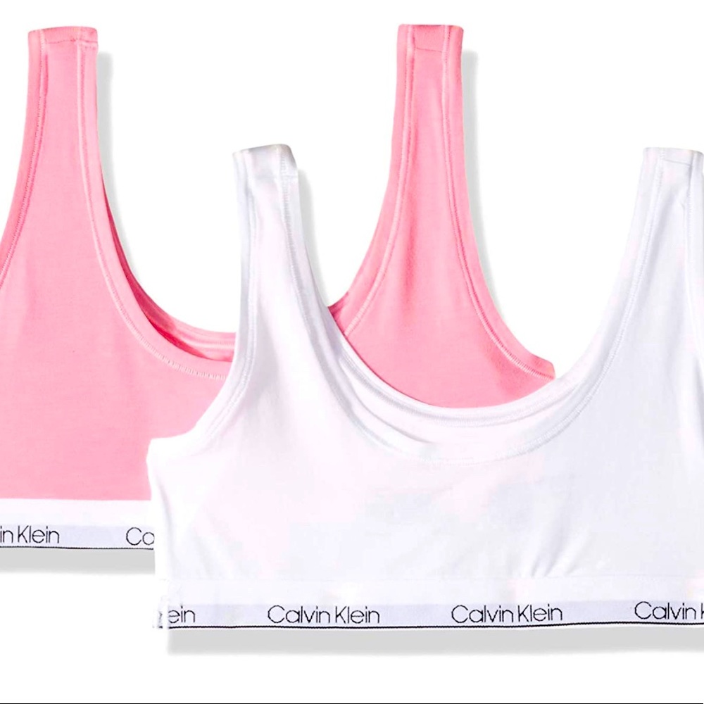 New Girls Calvin Klein Bralettes WHITE 6-6x